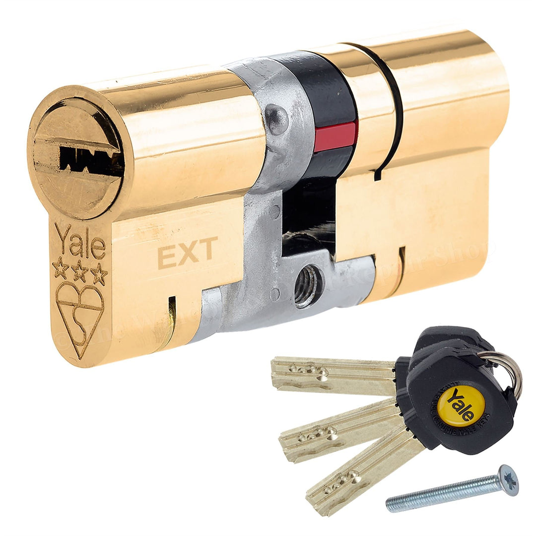 Yale B-YS3-4050B B-YS3-4050B-Platinum 3 Star Snap Cylinder Lock-40/50 10 Brass High Security Euro-Do