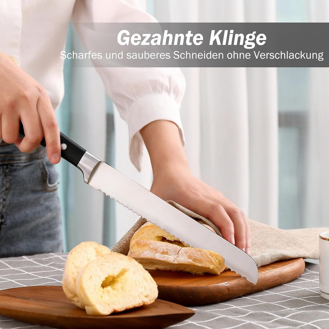 SHAN ZU Brotmesser Messer Wellenschliff Küchenmesser Edelstahl 20 cm - CLASSIC Series, Brotmesser