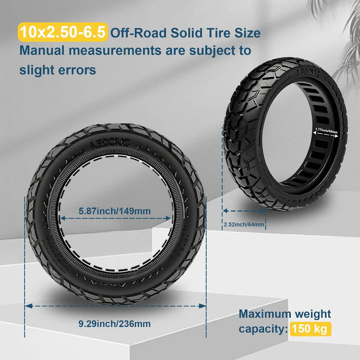 60/70-6.5 Solid Reifen 10x2.50 vollgummireifen Geländereifen für Ninebot Max G30/G30 D2/F2 Pro D/E3