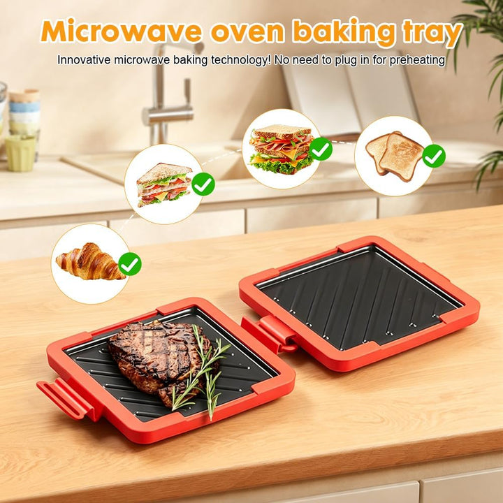 Gohytal Sandwichmaker Silikon, Sandwichtoaster für Mikrowelle, Antihaftbeschichteter Sandwich-Toaste