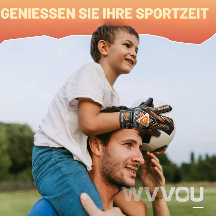 WVVOU Torwarthandschuhe Kinder und Jugendliche, Fussball Torwarthandschuhe, Fussballhandschuhe, Dopp