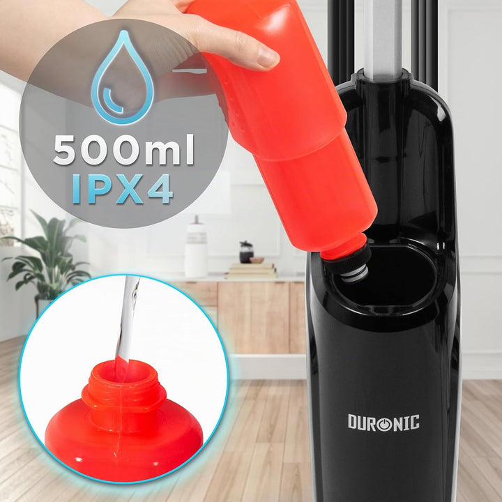 Duronic STM15 BK Dampfreiniger, Dampfmopp mit 500 ml Wassertank, Dampfmop für Böden, Dampf Bodenrein
