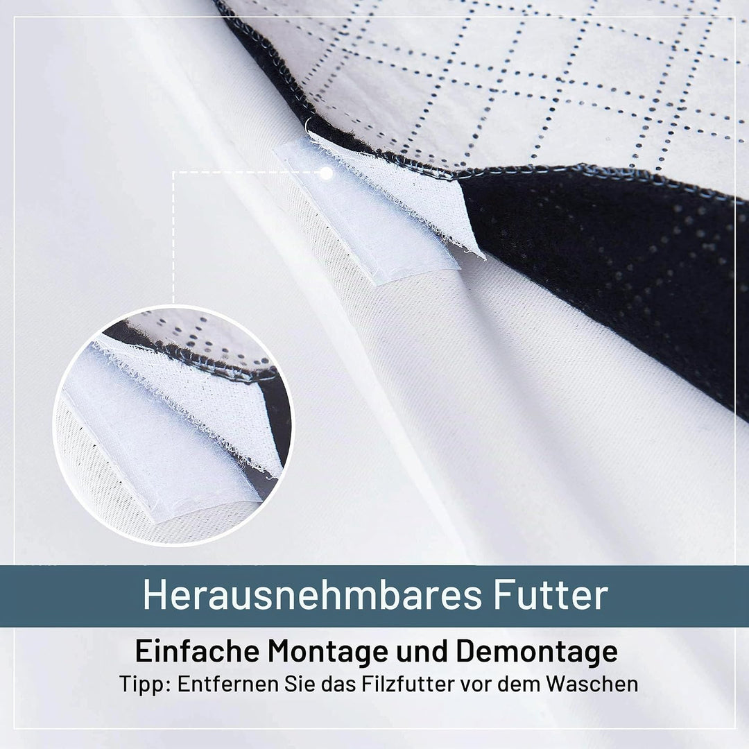 PONY DANCE Schallschutz Vorhang Weiss Lichtundurchlässige Gardinen mit Ösen 2er Set H 213 x B 132 cm