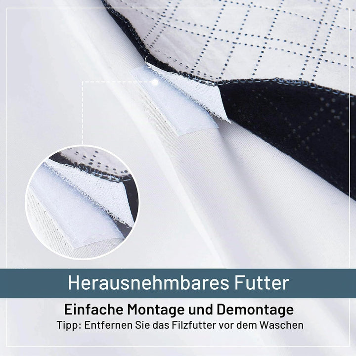 PONY DANCE Schallschutz Vorhang Weiss Lichtundurchlässige Gardinen mit Ösen 2er Set H 213 x B 132 cm