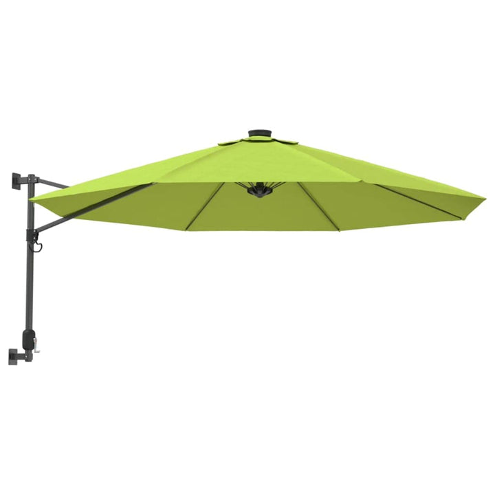 vidaXL Wand-Sonnenschirm mit LEDs Apfelgrün 290 cm, Grün