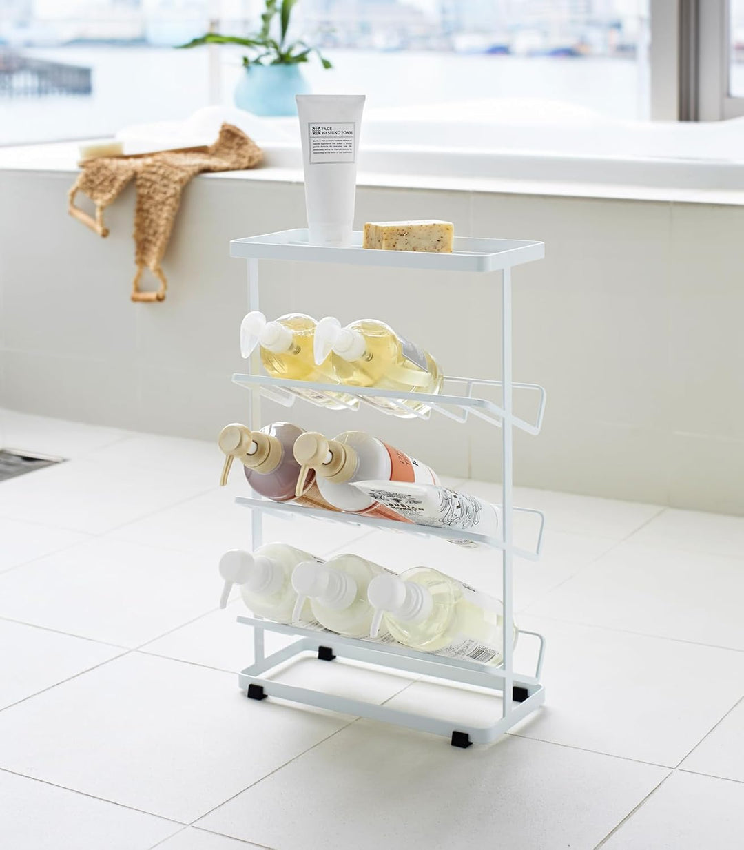YAMAZAKI Home Tower freistehender Dusch-Caddy – Badezimmer-Organizer, Aufbewahrungshalter, 43,2 cm –