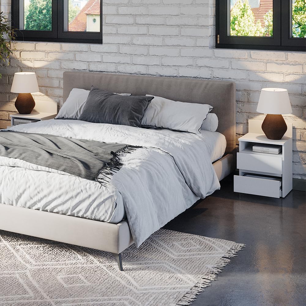 Vicco Nachttisch Monty, Weiss, 39.6 x 59.1 cm 40 x 59 cm Einzeln Weiss, 40 x 59 cm Einzeln Weiss