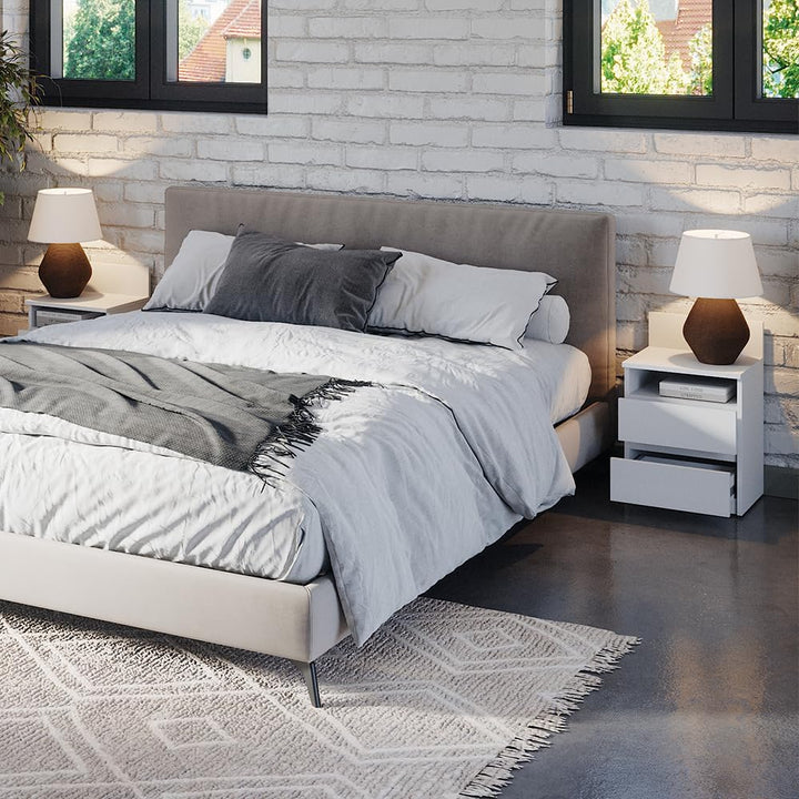 Vicco Nachttisch Monty, Weiss, 39.6 x 59.1 cm 40 x 59 cm Einzeln Weiss, 40 x 59 cm Einzeln Weiss