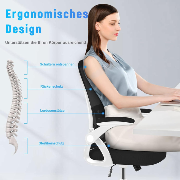 naspaluro Bürostuhl mit Verstellbaren Armlehnen, Ergonomischer Schreibtischstuhl mit Netzbespannung,