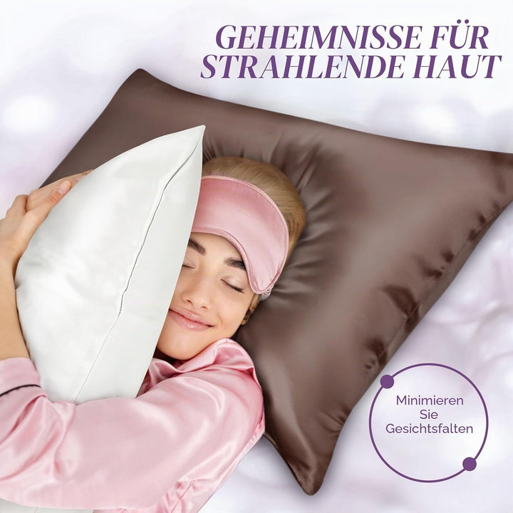 OLESILK Seide Kissenbezug Kissenhülle Haar- und Hautpflege mit Reissverschluss 16 Momme 1 Stück Kaff