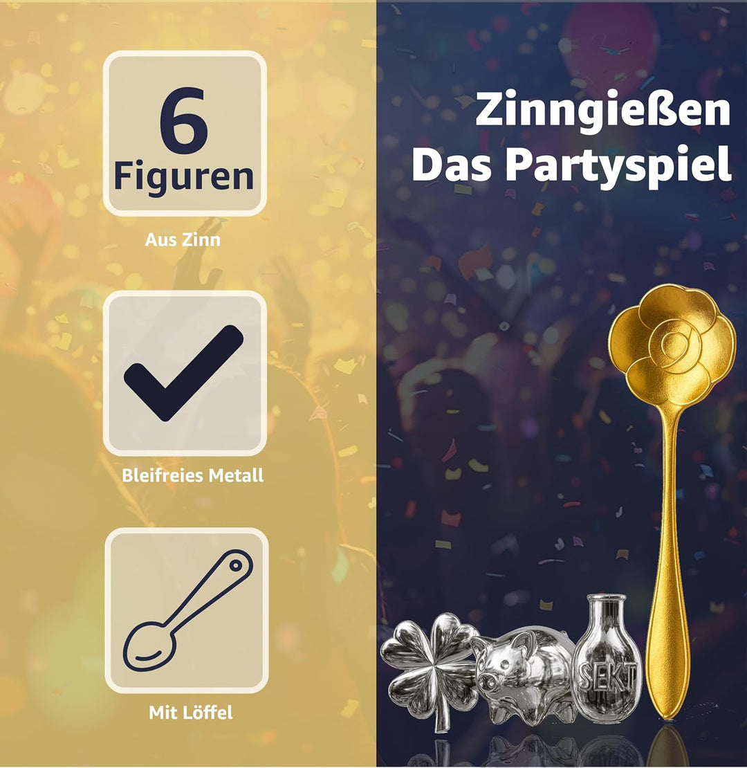 3x 7er Zinngiessen Happysparks® mit Zinn Giessen wie Bleigiessen Bleigiessen mit & Löffel & Orakelhe