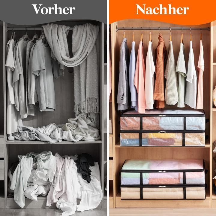 Lifewit 4 Stück Transparente Plastik Unterbett Aufbewahrungstasche, 60L Unterbettkommode Aufbewahrun
