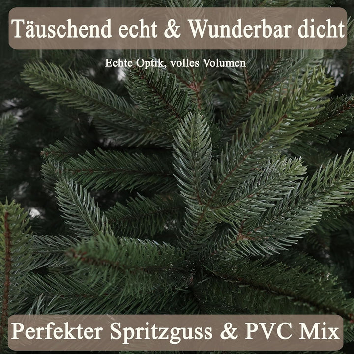 Hochwertiger künstlicher Weihnachtsbaum 180cm mit Holzfuss - Premium Spritzguss Weihnachtsbaum künst