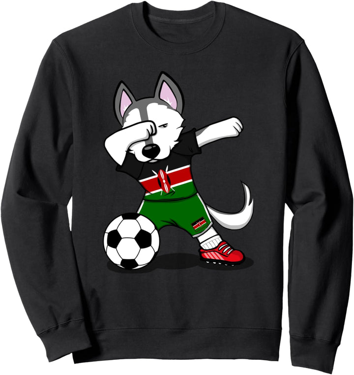 Dabbing Dog Tupfen Husky Kenia Fussball - Kenianische Flagge Sweatshirt