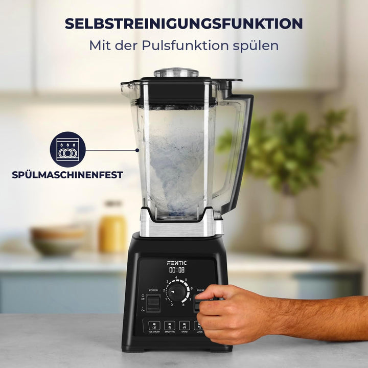 Blender – 2000W - Leistungsstarker Mixer - 2 Liter - Smoothie Maker mit 8 Geschwindigkeiten und 4 Pr