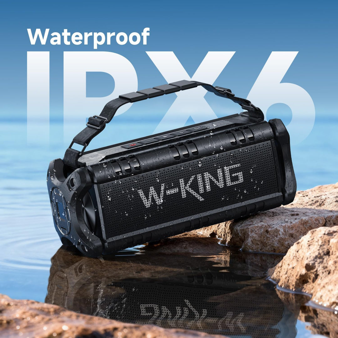W-KING Bluetooth Lautsprecher, 90W Peak Outdoor Lautsprecher,50W RMS Subwoofer, IPX6 Wasserdicht, Tr