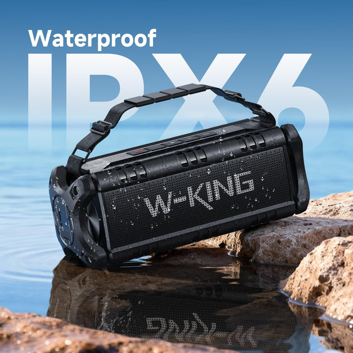 W-KING Bluetooth Lautsprecher, 90W Peak Outdoor Lautsprecher,50W RMS Subwoofer, IPX6 Wasserdicht, Tr