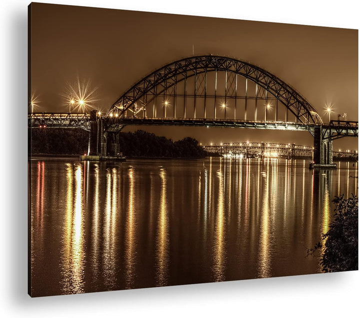 deyoli elegante Brücke in Philadelphia im Format: 80x60 als Leinwandbild, Motiv fertig gerahmt auf E