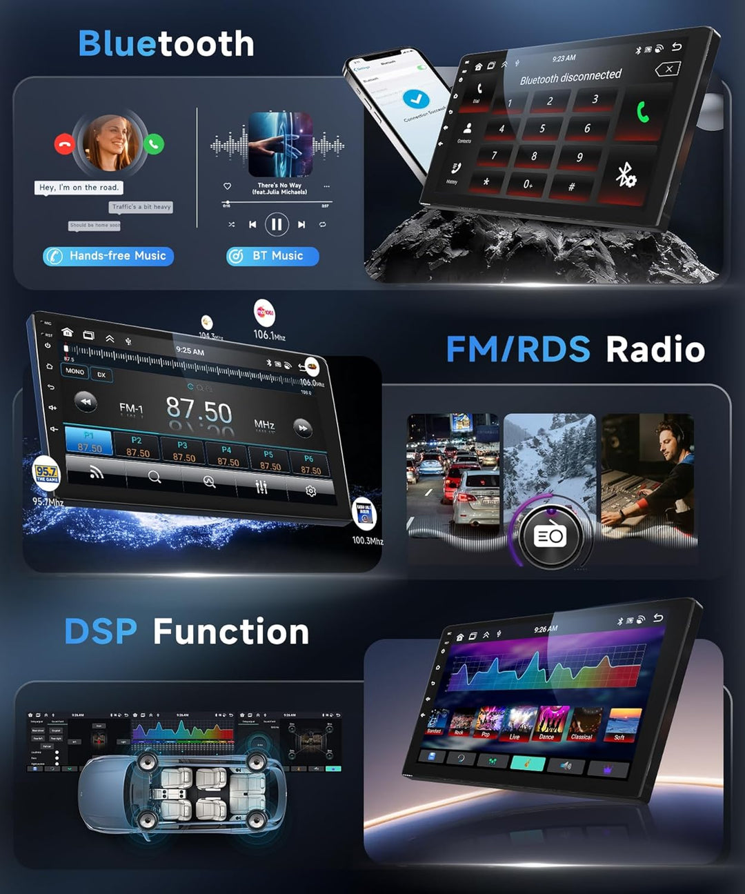 Rimoody 8 Kerne 6+128G Kabellos Carplay Android Autoradio für Nissan Qashqai J10 2006-2016 9 Zoll To