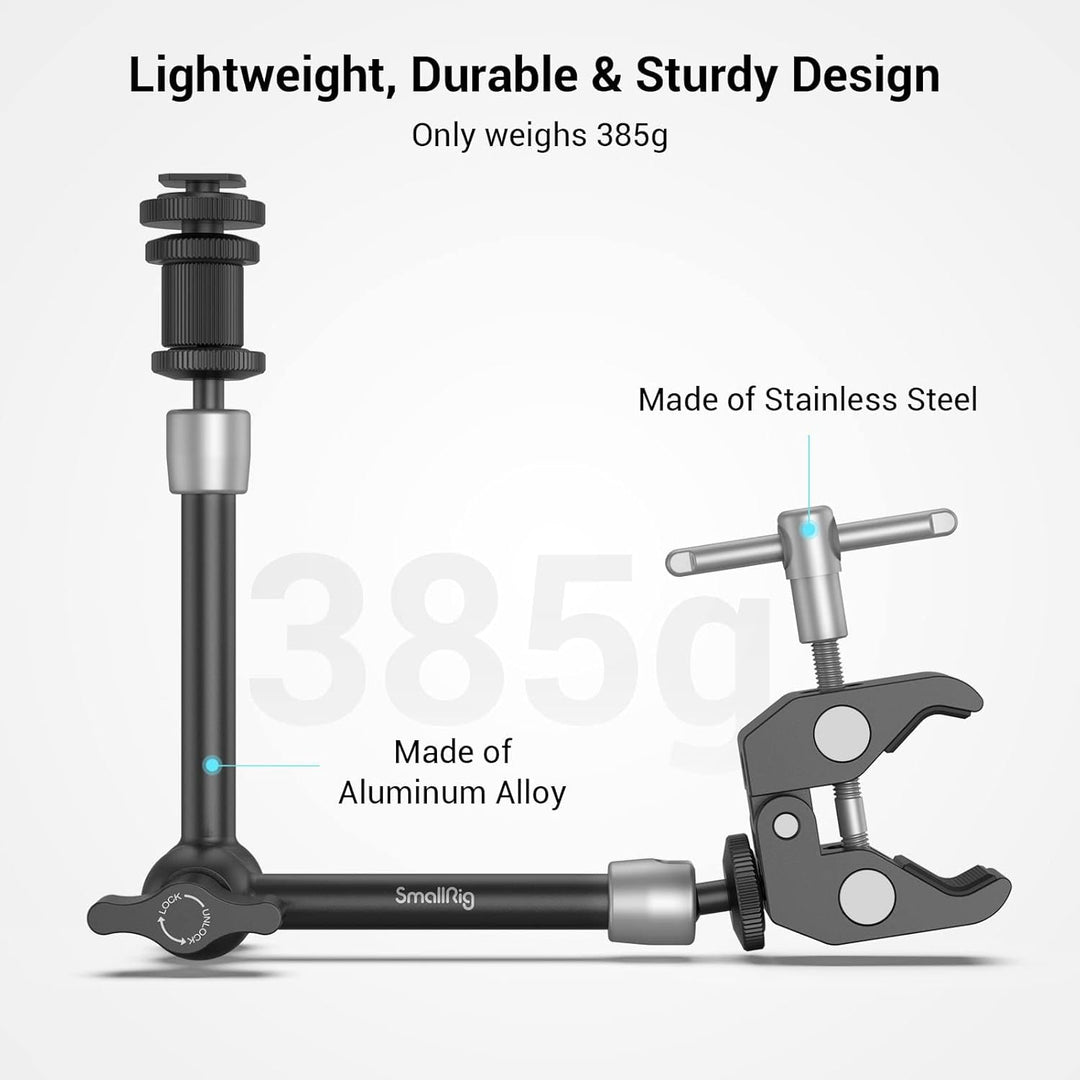 SMALLRIG Super Clamp und Magic Arm (11") mit Kaltschuhhalterung für Monitor, LED-Licht, Mikrofon - 3
