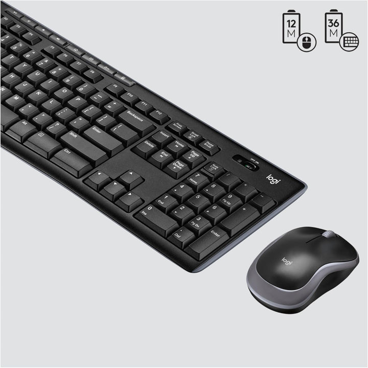 Logitech MK270 Kabelloses Set mit Tastatur und Maus für Windows, US QWERTY-Layout - Schwarz