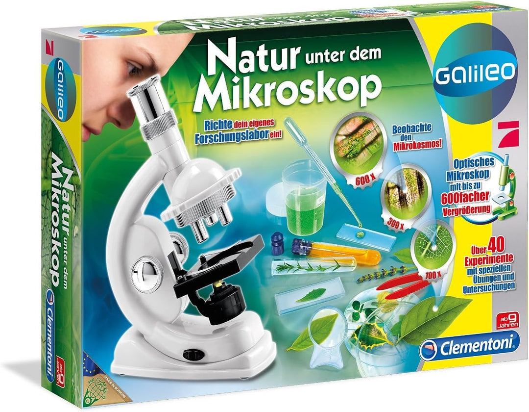 Clementoni 69804 Natur unter dem Mikroskop, Galileo Experimentierkasten + Kristalle selbst züchten M
