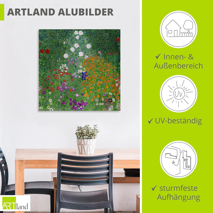 ARTland Wandbild Alu Verbundplatte für Innen & Outdoor Bild 40x40 cm Garten Pflanzen Blumen Farbe Fr