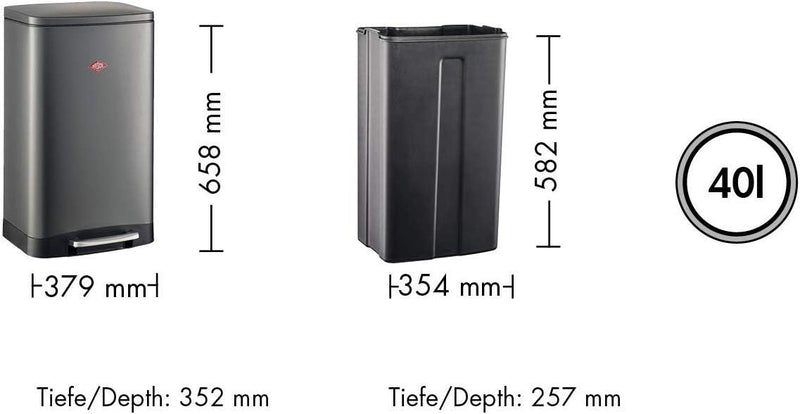 WESCO Mini Master Abfalleimer 6 L, Graphit, Graphit Matt