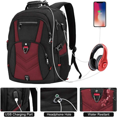 NEWHEY Laptop Rucksack Herren 17 Zoll Schulrucksack Jungen Teenager 17,3 USB Arbeit Business Wasserd