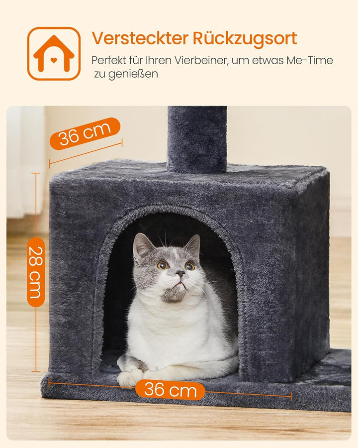 Feandrea Kratzbaum, 84 cm Katzenbaum, L, Katzenhaus für grosse Katzen bis zu 7 kg, grosse Plattform,