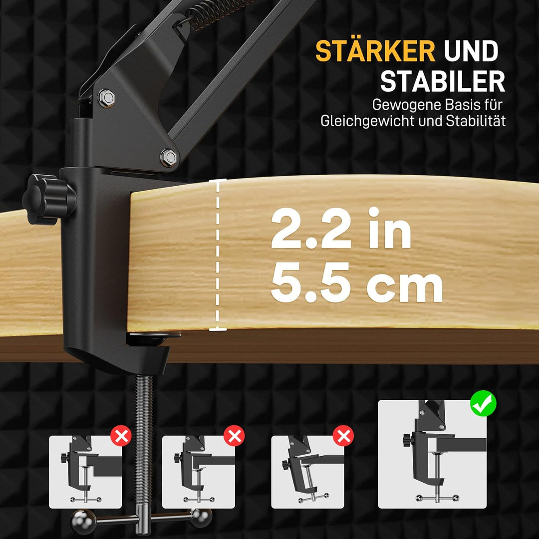 Maono Mikrofon arm, Verstellbarer Mikrofonständer für Podcast, Gaming, Streaming & Aufnahmen – inkl.