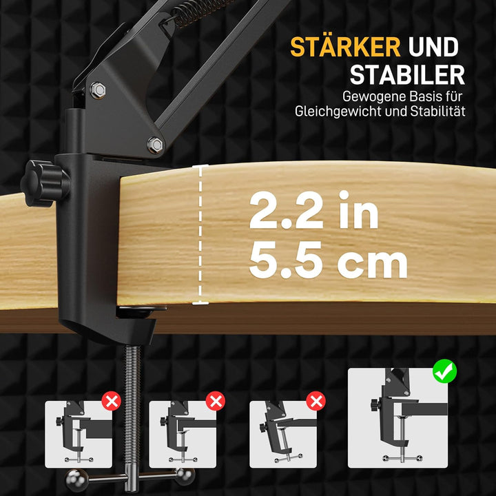Maono Mikrofon arm, Verstellbarer Mikrofonständer für Podcast, Gaming, Streaming & Aufnahmen – inkl.