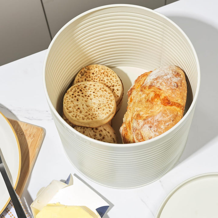 Russell Hobbs RH03269CEU7 Ribbed Brotkasten – Brotkasten aus Metall, grosser Küchenkanister, Aufbewa