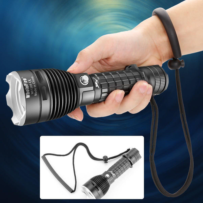 WholeFire LED Tauchlampe IPX8 Wasserdichte 6000 Lumen Tauchen Taschenlampe 3 Modi Wiederaufladbare U