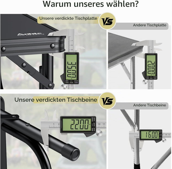 Anbte Campingtisch Klapptisch 116x40x26cm(LxBxH) mit Aluminium-Rahmen &amp; MDF Tischplatte Niedriger Pi