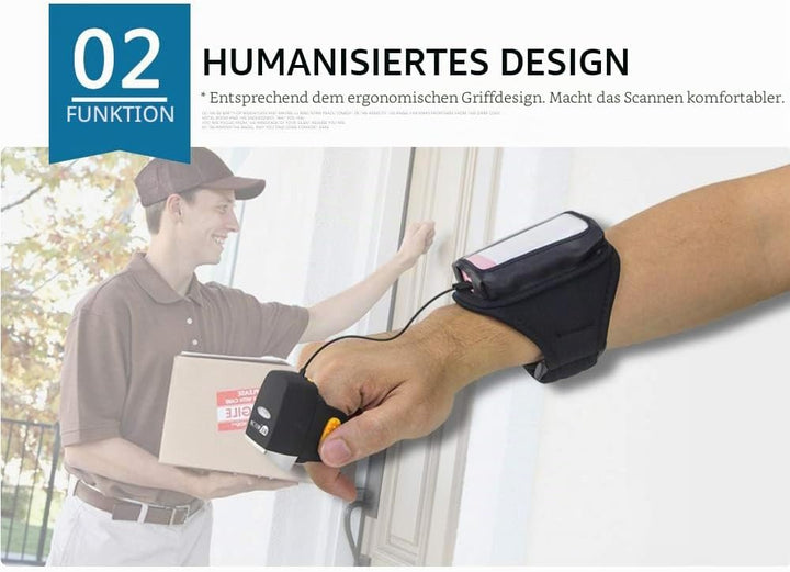 NetumScan Bluetooth-Ring-Barcode-Scanner Tragbar Mini 1D CCD Barcode-Lesegerät Scanner für Mobile Za