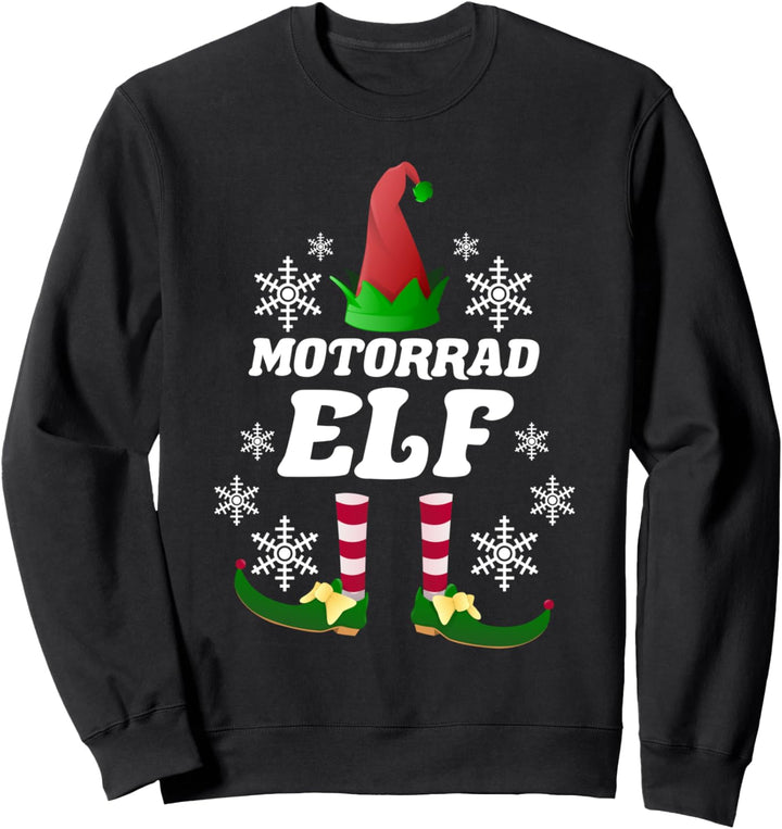 Motorrad Elf Elfen Familien Outfit Weihnachten Weihnachtself Sweatshirt
