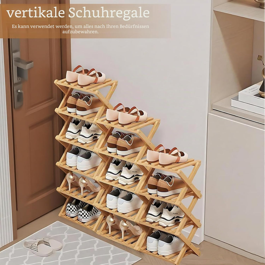 Kiss Me Faltbares Schuhregal, klein, vertikales Schuhregal aus Holz, kleines Schuhregal für engen Ra