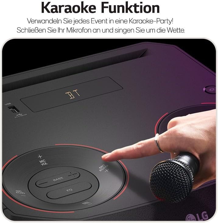 LG XBOOM RNC2, 1-Wege-Soundsystem mit 2 Lautsprechern (Dolby Audio, Karaoke- & DJ-Funktionen, Beleuc