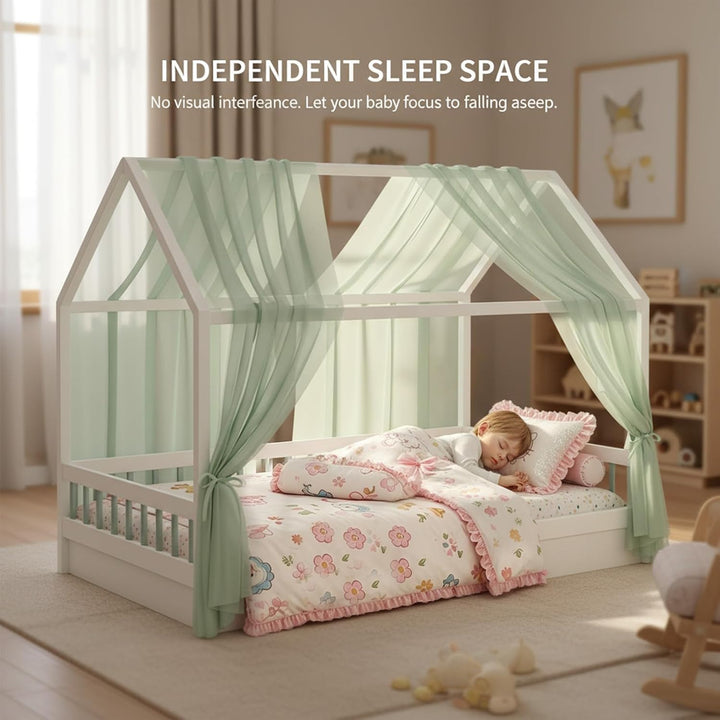 MeYuxg Hausbett Himmel Set, 2 Stück Betthimmel Hausbett für Hausbett Deko, 150x350CM Bio-Baumwolle H
