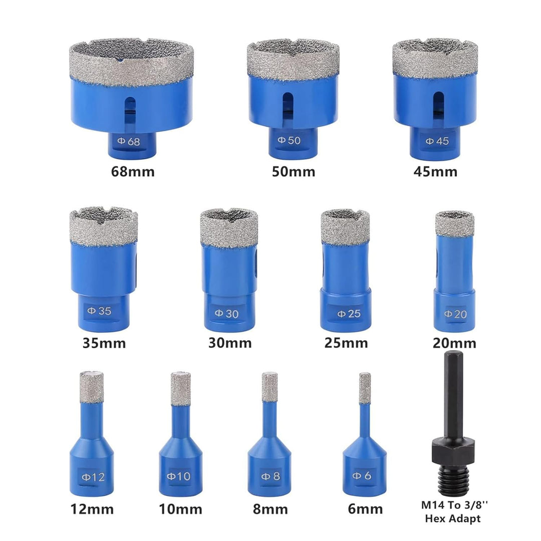 12 Stück/Satz Diamant Fliesenbohrer Set, 6–68mm M14 Gewinde vakuumgelöteter Winkelschleifer Diamantb