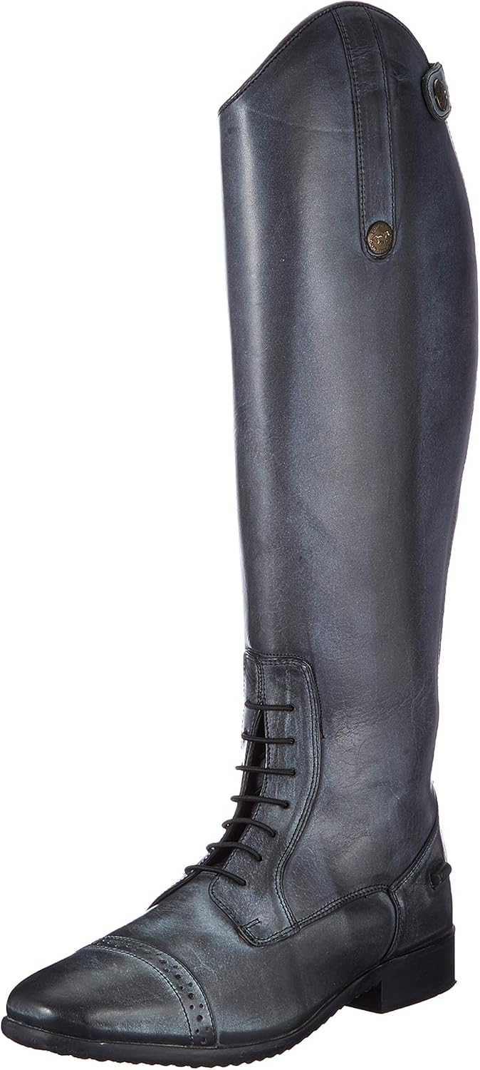 HKM - Damen Reitstiefel VALENCIA Leder cognac kurz Schwarz Grau 36 EU, Schwarz Grau 36 EU