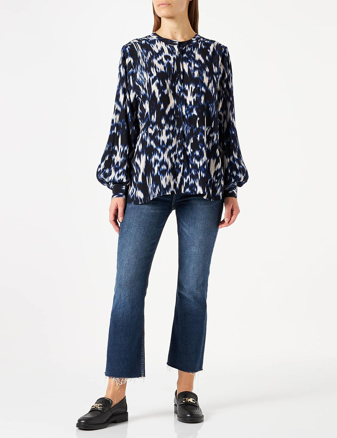PART TWO Damen Ryapw Sh T-Shirt 32 Dark Navy Ikat Print, 32 Dark Navy Ikat Print