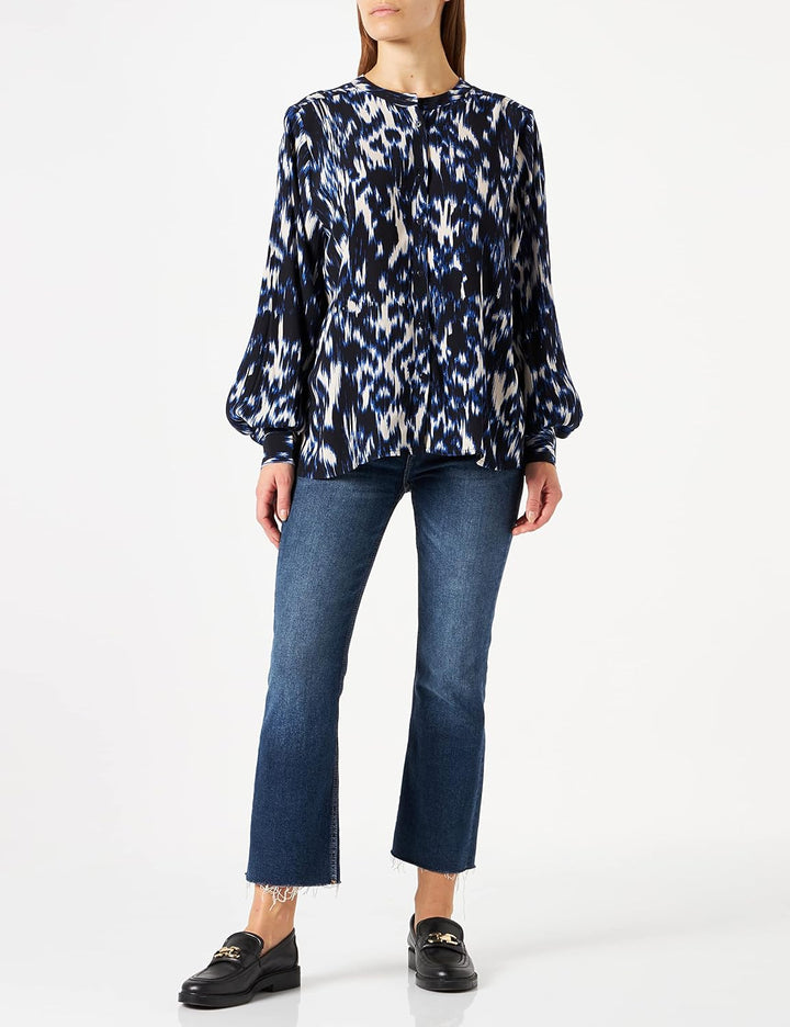 PART TWO Damen Ryapw Sh T-Shirt 38 Dark Navy Ikat Print, 38 Dark Navy Ikat Print