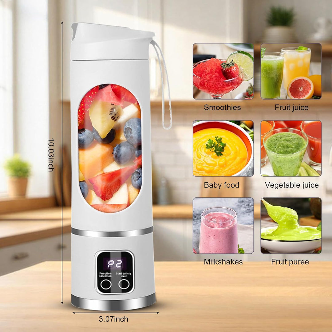 Tragbarer Mixer Smoothie Maker To Go, 450 ml Portable Blender, Mini-Standmixer mit 12 Klingen und LE