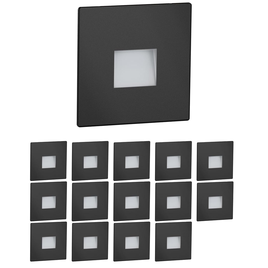 ledscom.de LED Treppenlicht/Wand-Leuchte FOW für innen und aussen, Downlight, eckig, schwarz, 85 x 8