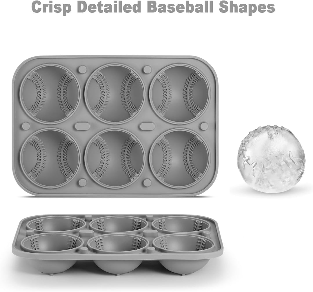 Nax Caki 3D-Baseball-Eiswürfelform, gross, Baseball-Silikon, lustige Formen, Whiskey-Eisform mit Tri