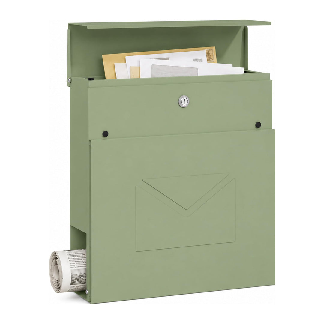 casa pura Briefkasten Laurent aus verzinktem Stahl – abschliessbarer Wandbriefkasten mit Zeitungsfac