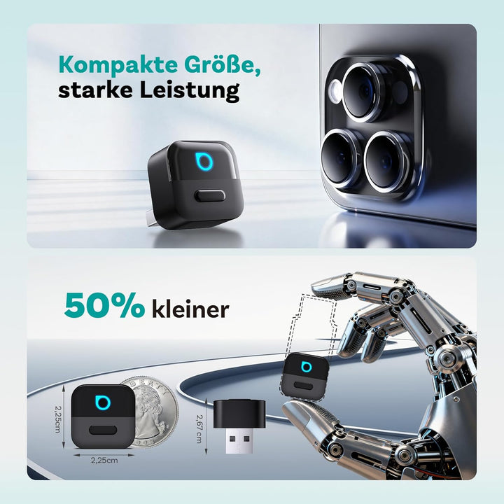 OTTOCAST (2026 Neu) 2-in-1 Wireless CarPlay & Android Auto Adapter, Mini Pico mit EIN-Knopf-Trennung
