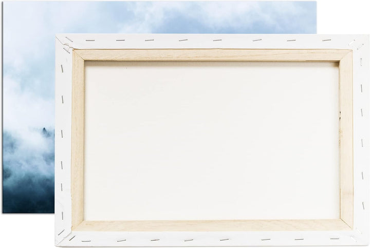 Atemberaubender Nebel im Wald Format: 100x70 als Leinwandbild, Motiv fertig gerahmt auf Echtholzrahm